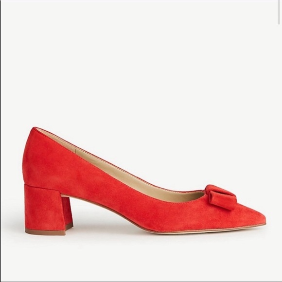 Ann Taylor Shoes - Ann Taylor Jolene red Lava Lush Suede Bow Pumps